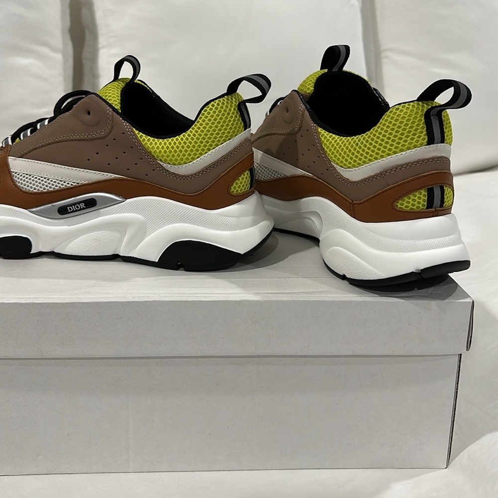 Dior Men's Brown and Lime Sneakers